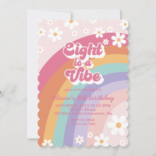 Huit est Vibe Rainbow 8th Birthday Invitation (Devant)