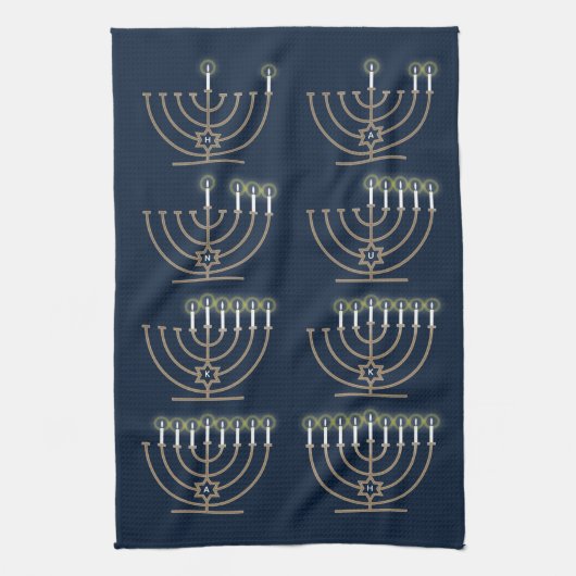 Huit Hanoukka Nights Serviette de cuisine (Vertical)