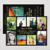 Huit/Neuf Photos Faire-part de graduation - Noir (Devant / Derrière)