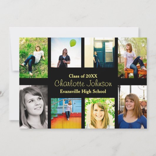 Huit/Neuf Photos Noir - Faire-part Grad (Devant)