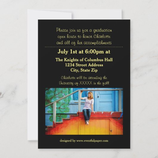 Huit/Neuf Photos Noir - Faire-part Grad (Dos)