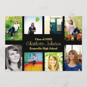 Huit/Neuf Photos Noir - Faire-part Grad