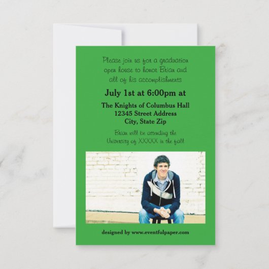 Huit/Neuf Photos Vert - 3x5 Grad Faire-part (Dos)