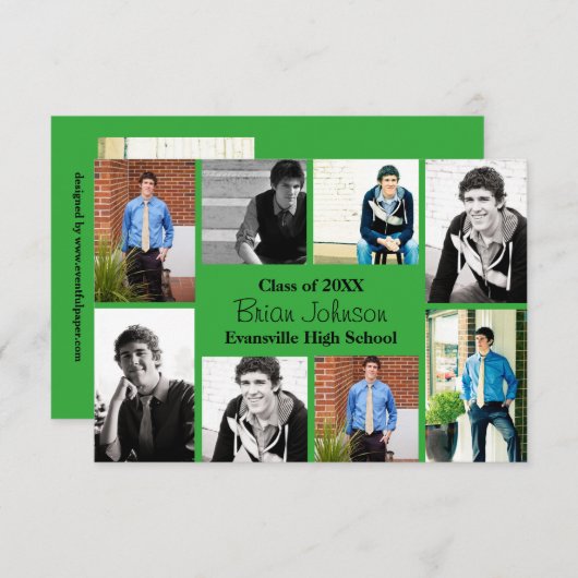 Huit/Neuf Photos Vert - 3x5 Grad Faire-part (Devant / Derrière)
