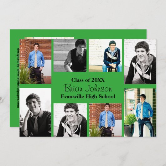 Huit/Neuf Photos Vert - Grad Faire-part (Devant / Derrière)