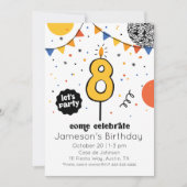 Huitième anniversaire bougie Doodle Invitation (Devant)