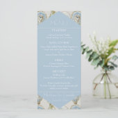 Huîtres aquarelle mariage - Menu plat bleu clair (Debout devant)