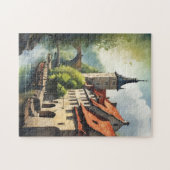 Huizen aan de rivier legpuzzel (Horizontaal)