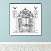 Huizen Architectuur Gate hek smeedijzeren stenen Canvas Afdruk (Insitu (Houten vloer))