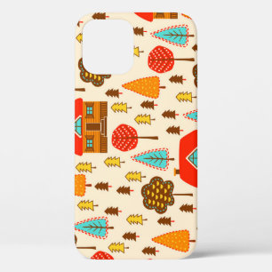 Huizen Bos Naadloos Patroon iPhone 12 Hoesje