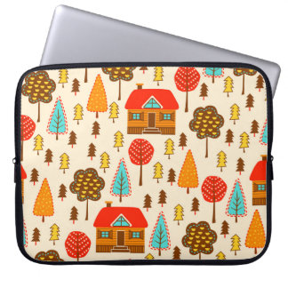 Huizen Bos Naadloos Patroon Laptop Sleeve