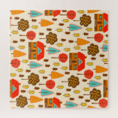 Huizen Bos Naadloos Patroon Legpuzzel (Horizontaal)