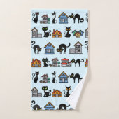 huizen en katten bad handdoek (Handdoek)