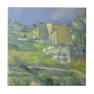 Huizen in Provence van Paul Cezanne, kunst Tegeltje
