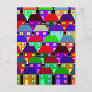 HUizen KLEURRIJK THUIS GEMEENSCHAP Briefkaart