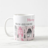  huizen op roze kerst koffiemok (Links)