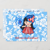 Hula Americana Hula Meisje Patriottische Uitnodigi Kaart (Voorkant / Achterkant)
