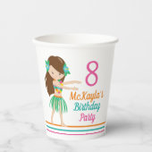 Hula Birthday Girl Cute Custom Luau Party Papieren Bekers (Voorkant)