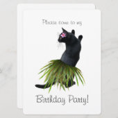 Hula Cat Birthday Party Invitation Kaart (Voorkant / Achterkant)