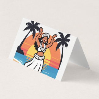 Hula dance beach party sunset tropical island art visitekaartjes