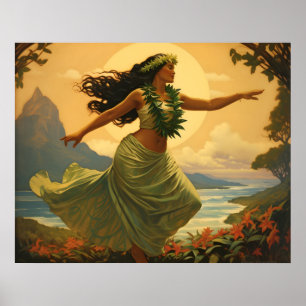 Hula Dance Hawaiian Vrouw Reizen Poster