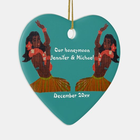Hula Dancer Aloha Honeymoon Souvenir Keramisch Ornament (Rechts)