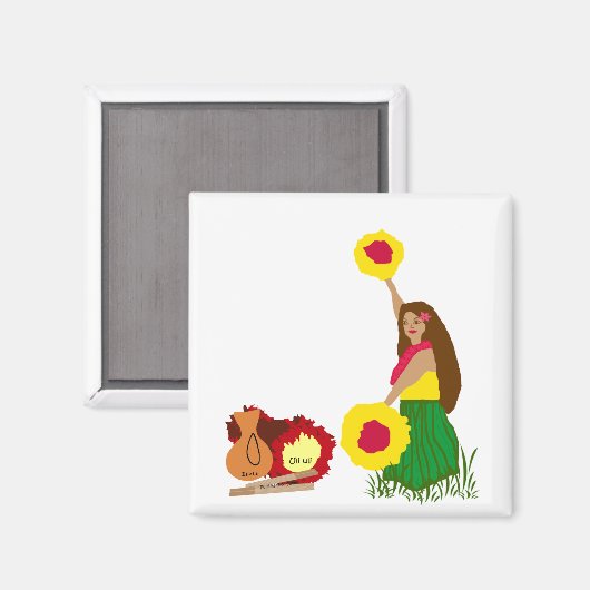 Hula Dancer avec son aimant Hawaiian Instruments (Recto/Verso)