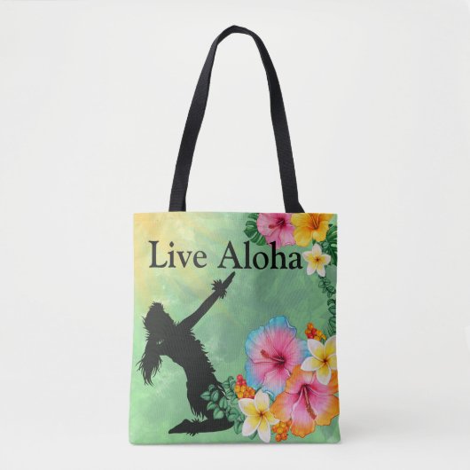 Hula Dancer Live Aloha Tropische Bloemen Draagtas (Voorkant)