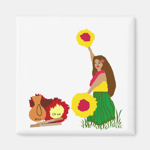 Hula Dancer met haar Hawaiian Instruments magnet Magneet