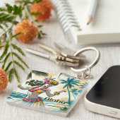 Hula Dancer op de Hawaïaanse eilanden Aloha Sleutelhanger (Voorkant Rechts)