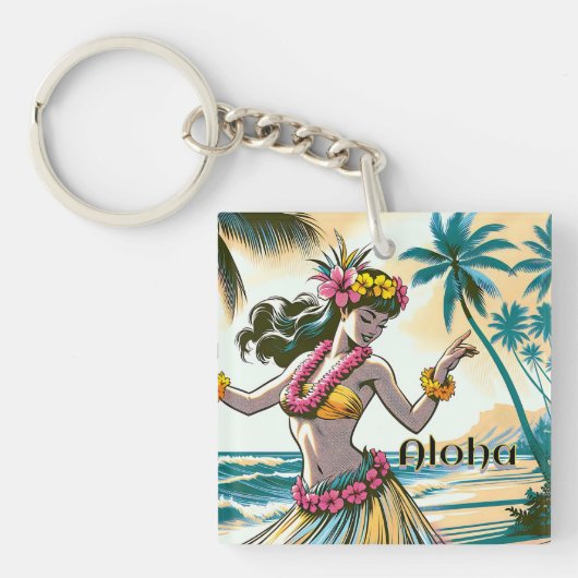 Hula Dancer op de Hawaïaanse eilanden Aloha Sleutelhanger (Voorkant)