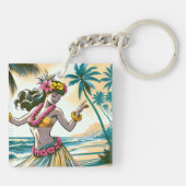 Hula Dancer op de Hawaïaanse eilanden Aloha Sleutelhanger (Achterkant)