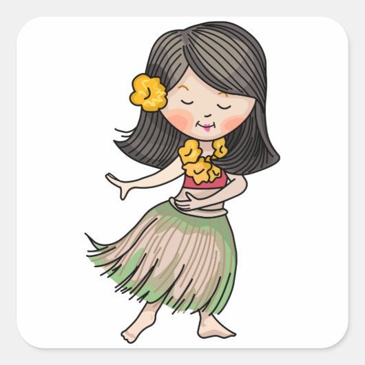 Hula Dancer Vierkante Sticker (Voorkant)