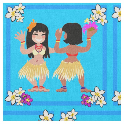 Hula Dancers Imprimer Sur Tissu (Fermer)
