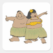 Hula Dancers Vierkante Sticker (Voorkant)