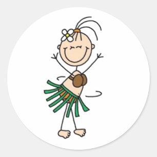 Hula Dancing Stick Figuur Ronde Sticker