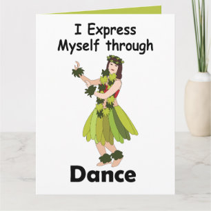 Hula-danseres meisje dat zichzelf uitdrukt door mi kaart