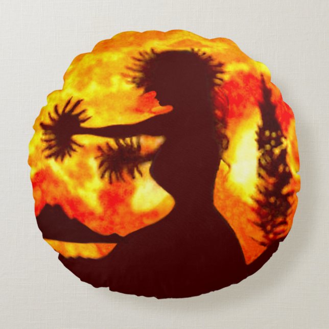Hula-danseres  rond kussen (Voorkant)