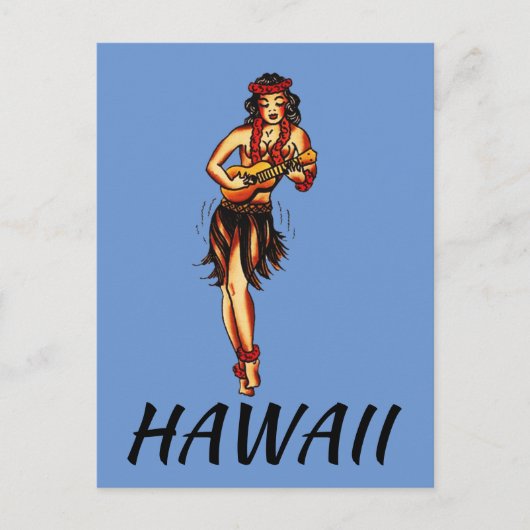 Hula Girl - Carte postale Hawaii Vintage (Devant)