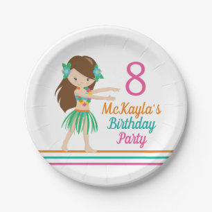 Hula Girl Cute Custom Luau Birthday Party Papieren Bordje