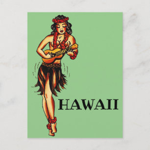 Hula Girl -  reis Hawaii Briefkaart