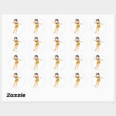 Hula Girl Ronde Sticker (Vel)
