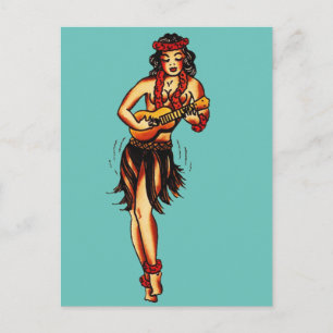 Hula Girl - Vintage Hawaii Briefkaart