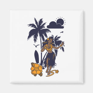 Hula Hawaiian Girl Graphic Magneet