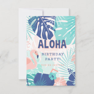 Hula Hawaiian Luau Theme Birthday Uitnodiging