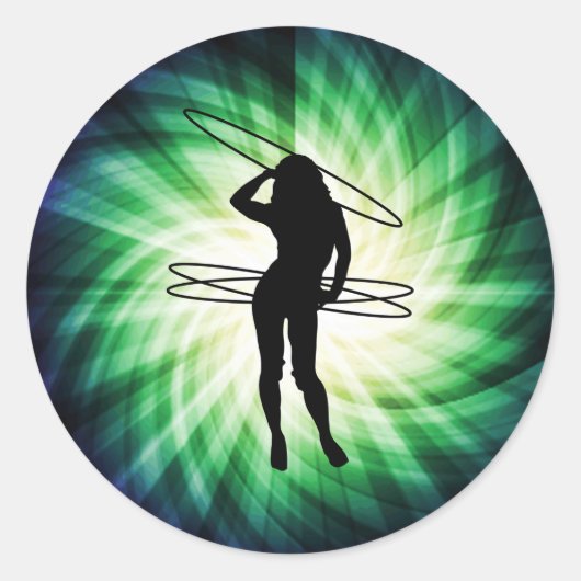 Hula Hoop Girl; Cool Ronde Sticker (Voorkant)