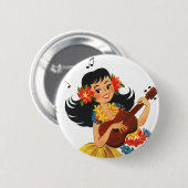 Hula Hula Girl Ronde Button 5,7 Cm (Voorkant /achterkant)