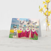 Hula Kittens Wenskaart Kaart (Gele Bloem)
