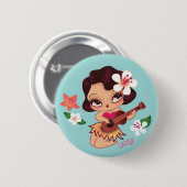 Hula Lulu speelt Ukelele Button (Voorkant /achterkant)