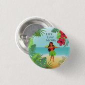 Hula Meisje Live Liefde Aloha Ronde Button 3,2 Cm (Voorkant /achterkant)